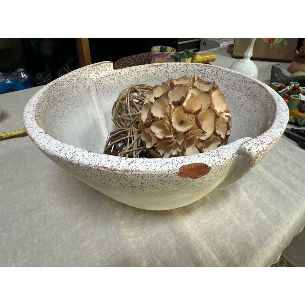 Studio McGee Threshold Decorative Bowl Cream Speckled Rustic 12.5in Centerpiece - Picture 2 of 6